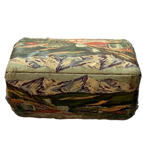 VINTAGE MAR TOYS  USA Train Railroad Decorative Scene Tin Litho Tunnel 014 2pcs - Picture 4 of 5